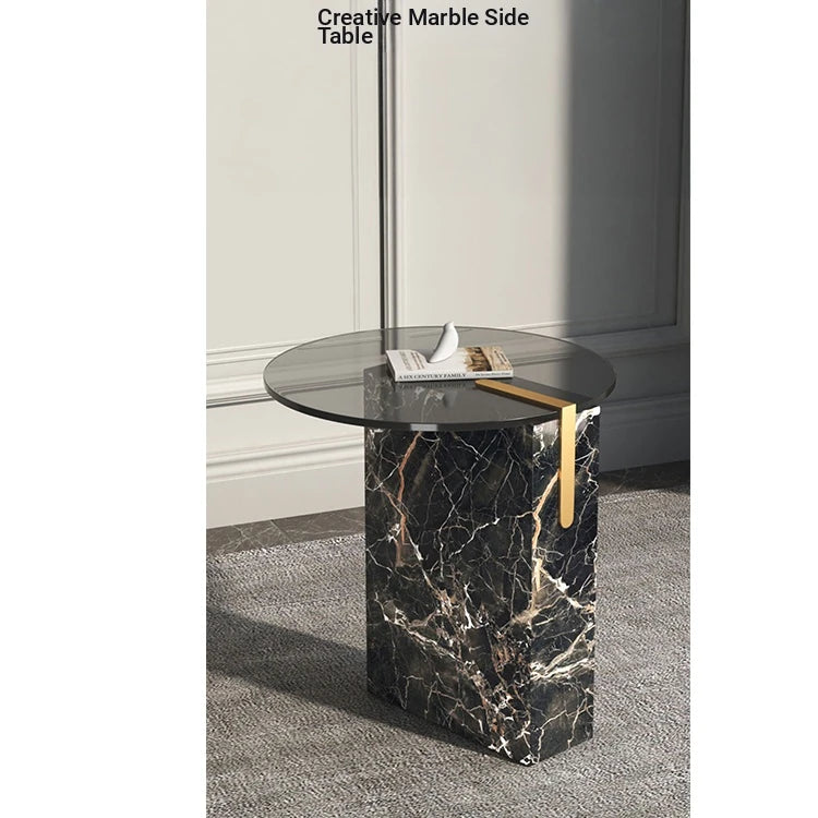 Elegant Marble and Tempered Glass Tea Table - Modern Luxury Home Accent hmx-5098