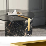 Elegant Marble and Tempered Glass Tea Table - Modern Luxury Home Accent hmx-5098