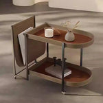 Stylish Stainless Synthetic Leather Tea Table with Modern Design and Two-Tier Storage - Perfect for Any Living Space! hmx-5099