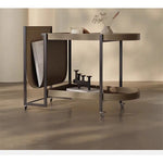 Stylish Stainless Synthetic Leather Tea Table with Modern Design and Two-Tier Storage - Perfect for Any Living Space! hmx-5099