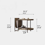 Stylish Stainless Synthetic Leather Tea Table with Modern Design and Two-Tier Storage - Perfect for Any Living Space! hmx-5099