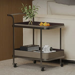 Stylish Synthetic Leather Stainless Steel Tea Table with Wheels for Modern Living Spaces hmx-5100