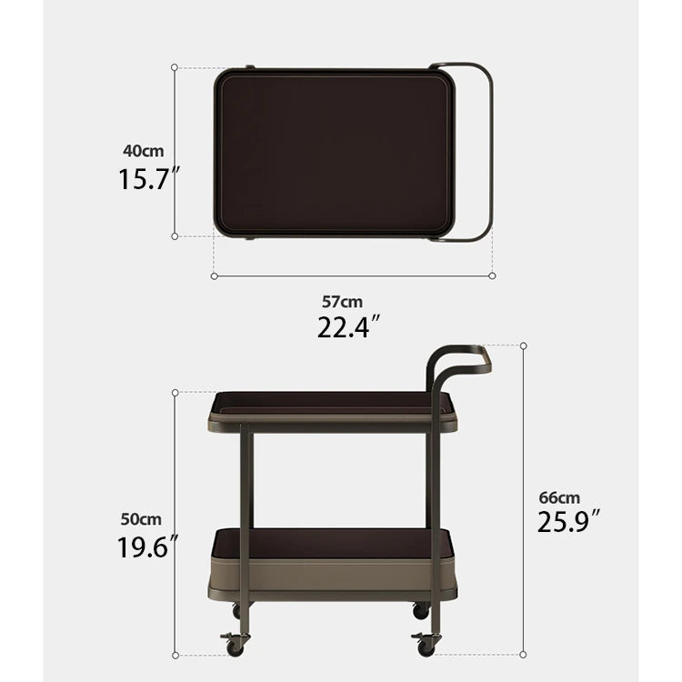 Stylish Synthetic Leather Stainless Steel Tea Table with Wheels for Modern Living Spaces hmx-5100