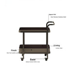 Stylish Synthetic Leather Stainless Steel Tea Table with Wheels for Modern Living Spaces hmx-5100