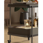 Stylish Synthetic Leather Stainless Steel Tea Table with Wheels for Modern Living Spaces hmx-5100
