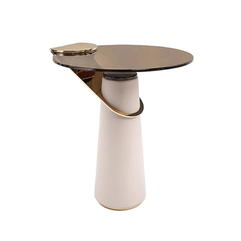Modern Synthetic Leather Tea Table with Tempered Glass Top – Stylish and Functional Living Room Accent hmx-5102