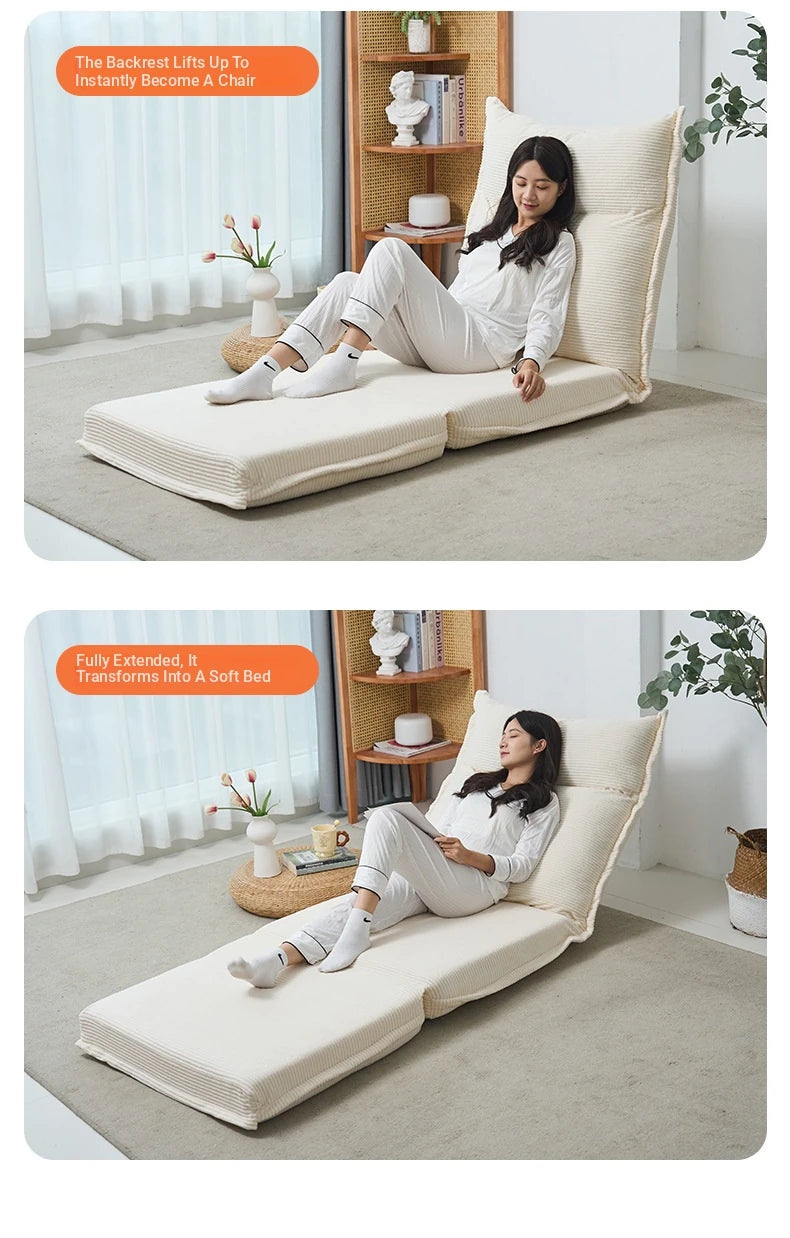 Cozy Corduroy Floor Chair with Backrest | Stylish and Comfortable Seating Solution for Living Room and Bedroom hmy-3337
