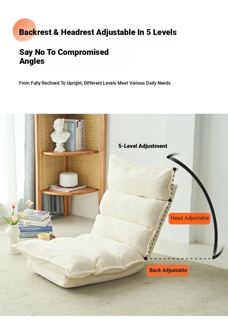 Chic Corduroy Floor Chair - Adjustable Comfort for Relaxation and Leisure hmy-3338