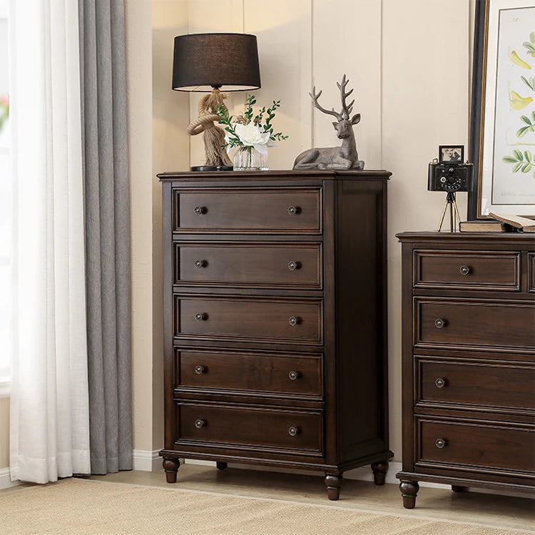Solid Wood Pine Multi-Layer Cabinet - Elegant 5-Drawer Storage Chest for Home Décor hmy-4995