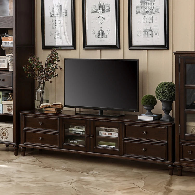 Elegant Solid Wood Pine TV Cabinet with Multi-Layer Board - Stylish Storage Solution for Living Room hmy-4996