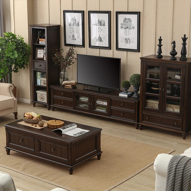 Elegant Solid Wood Pine TV Cabinet with Multi-Layer Board - Stylish Storage Solution for Living Room hmy-4996
