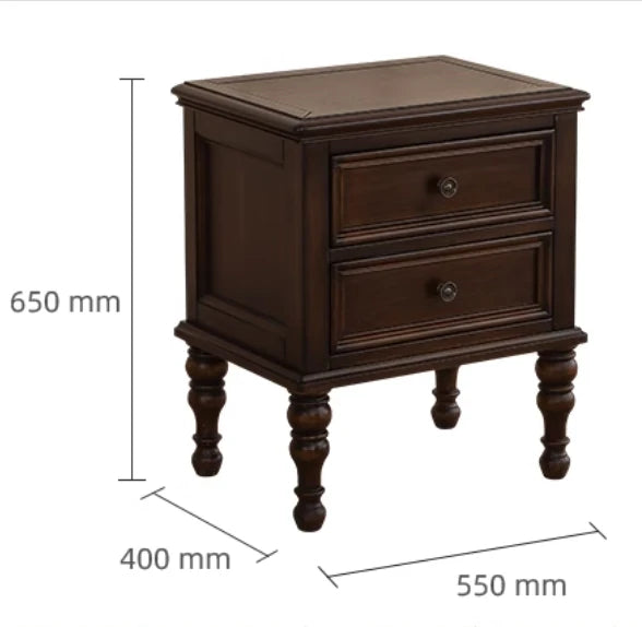 **Elegant Solid Pine Wood Bedside Cupboard with 2 Drawers - Timeless Nightstand for Your Bedroom** hmy-4997