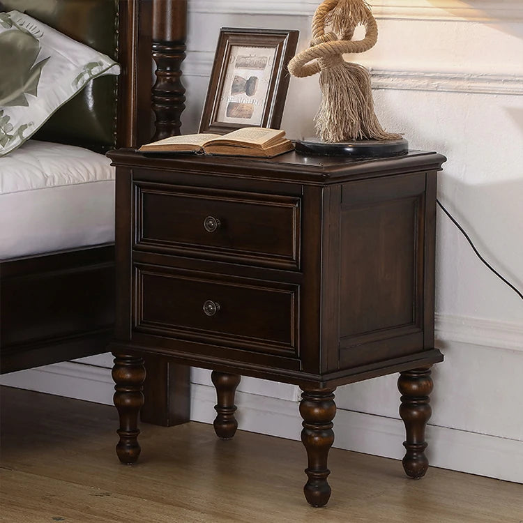 **Elegant Solid Pine Wood Bedside Cupboard with 2 Drawers - Timeless Nightstand for Your Bedroom** hmy-4997
