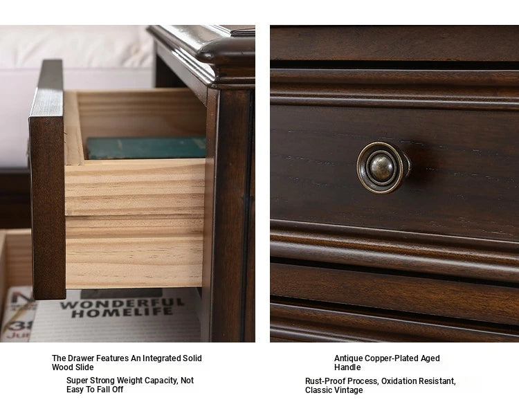 **Elegant Solid Pine Wood Bedside Cupboard with 2 Drawers - Timeless Nightstand for Your Bedroom** hmy-4997