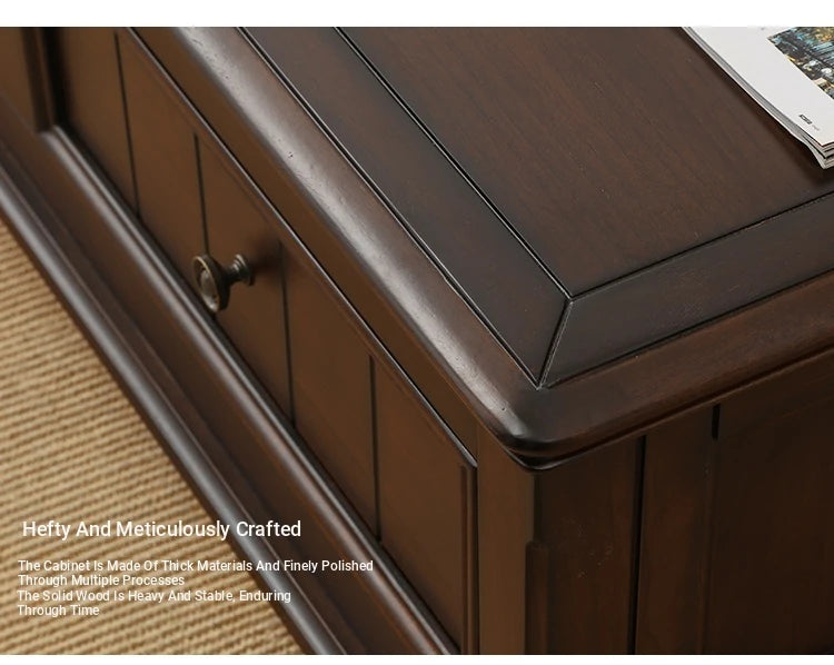 Elegant Solid Wood Pine Coffee Table with Storage – Stylish Centerpiece for Living Room hmy-4998