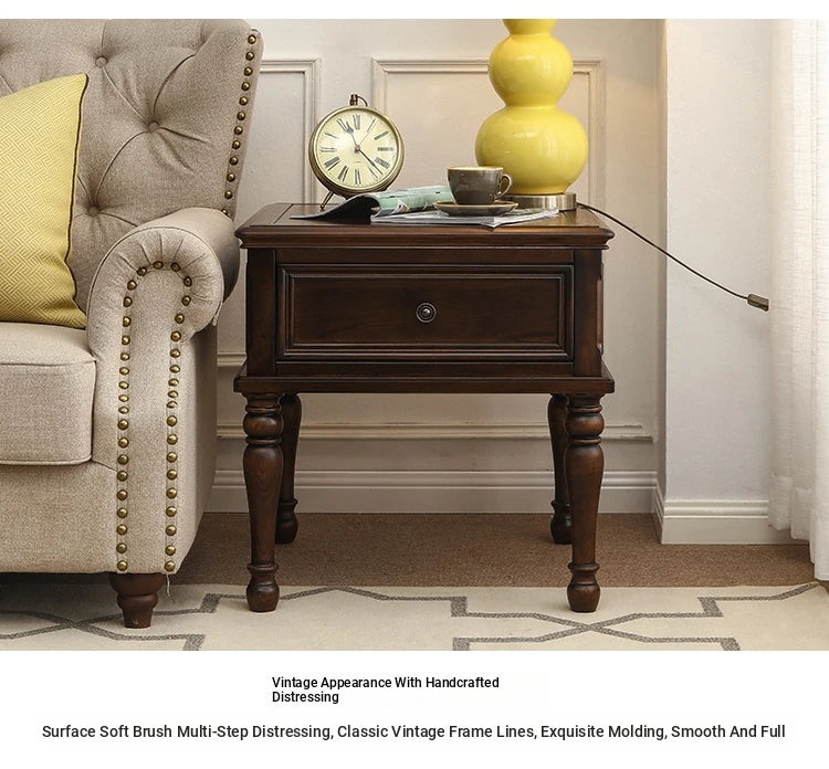 Elegant Solid Pine Coffee Table with Drawer - Classic Home Furniture for Stylish Living Rooms hmy-4999