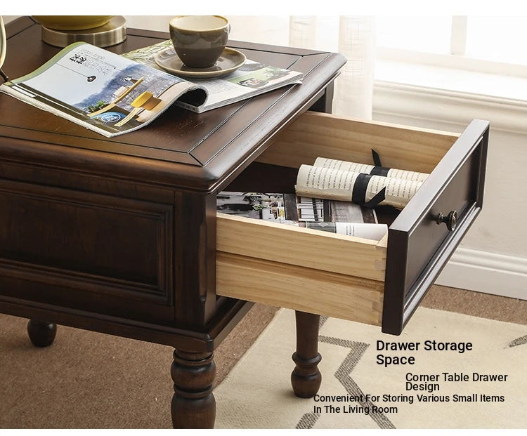 Elegant Solid Pine Coffee Table with Drawer - Classic Home Furniture for Stylish Living Rooms hmy-4999