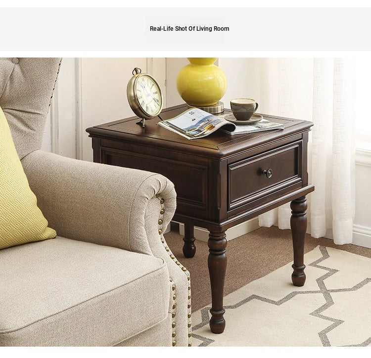 Elegant Solid Pine Coffee Table with Drawer - Classic Home Furniture for Stylish Living Rooms hmy-4999