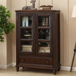 Elegant Solid Wood Pine Cabinet with Glass Doors - Multi-layer Design for Stylish Storage and Display hmy-5000
