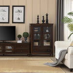 Elegant Solid Wood Pine Cabinet with Glass Doors - Multi-layer Design for Stylish Storage and Display hmy-5000