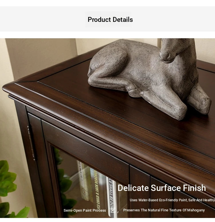Elegant Solid Wood Pine Cabinet with Glass Doors - Multi-layer Design for Stylish Storage and Display hmy-5000