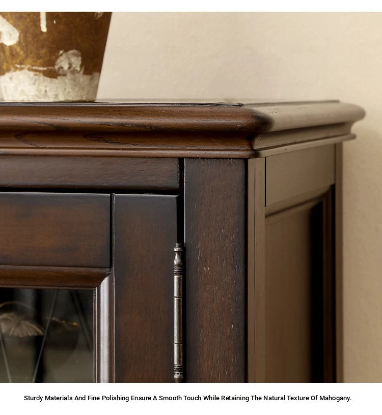 Elegant Solid Wood Pine Cabinet with Glass Doors - Multi-layer Design for Stylish Storage and Display hmy-5000