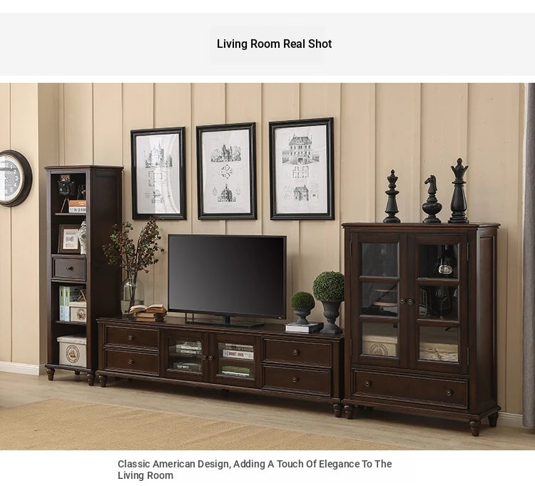 Elegant Solid Wood Pine Cabinet with Glass Doors - Multi-layer Design for Stylish Storage and Display hmy-5000