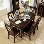 Elegant Solid Wood Dining Table Set with 6 Chairs - Classic Multi-layer Design for Timeless Style hmy-5001
