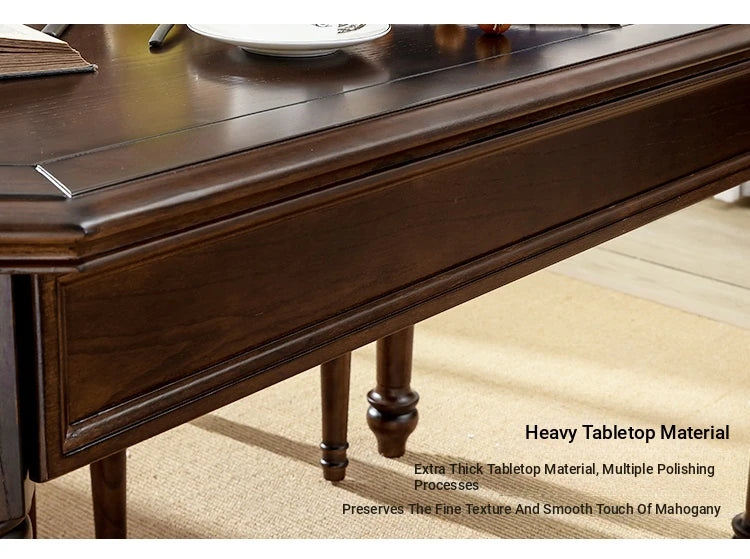 Elegant Solid Wood Dining Table Set with 6 Chairs - Classic Multi-layer Design for Timeless Style hmy-5001