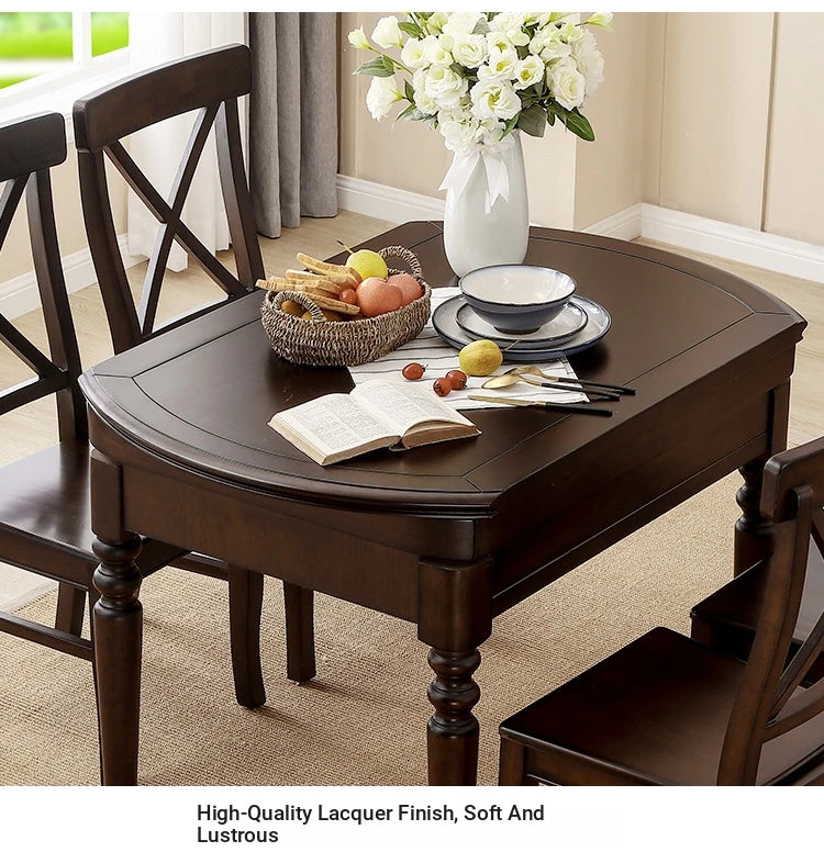 Solid Wood Round Dining Table Set with Chairs - Elegant Multi-Layer Board Design for Stylish Dining Room Decor hmy-5004