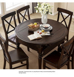 Solid Wood Round Dining Table Set with Chairs - Elegant Multi-Layer Board Design for Stylish Dining Room Decor hmy-5004