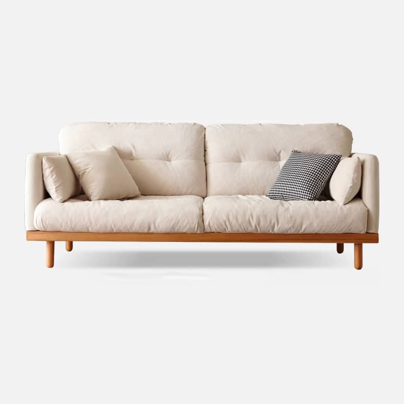 Luxury Beige Corduroy Sofa with Natural Goose Down Cushions and Oak Pine Wood Frame hmyf-1270