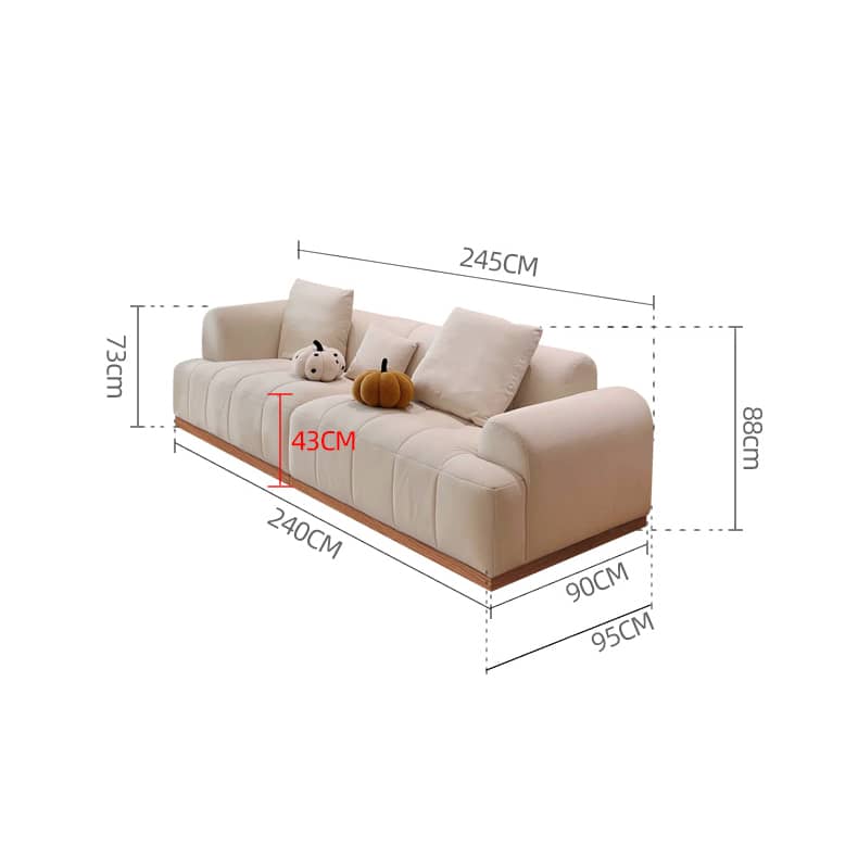 Elegant Beige Sofa with Natural Oak and Pine Wood Accents in Cotton and Faux Leather hmyf-1275