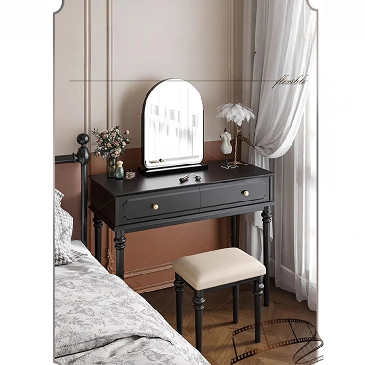 Elegant Makeup Table with Mirror - Stylish Black Vanity Set for Your Beauty Space hmz-4938