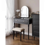 Elegant Makeup Table with Mirror - Stylish Black Vanity Set for Your Beauty Space hmz-4938