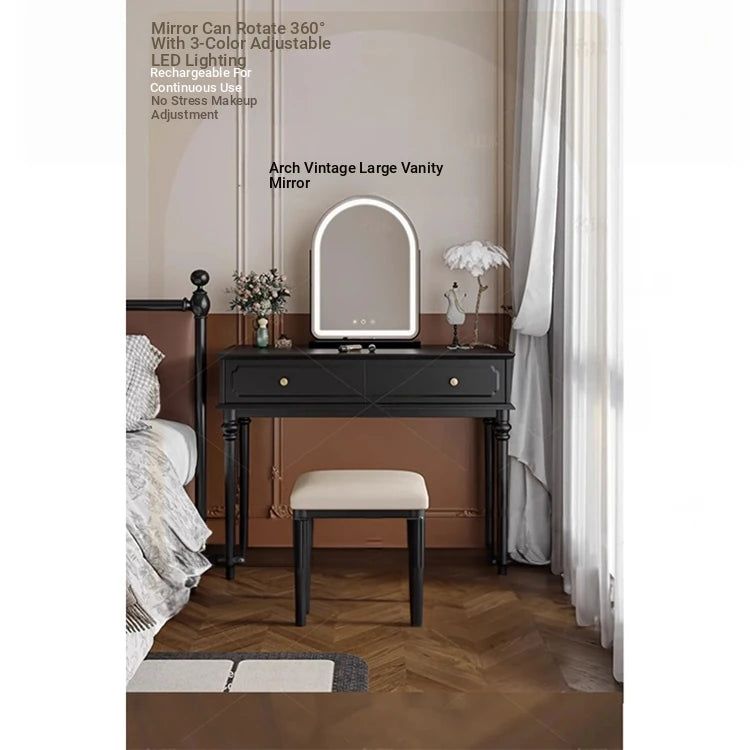 Elegant Makeup Table with Mirror - Stylish Black Vanity Set for Your Beauty Space hmz-4938