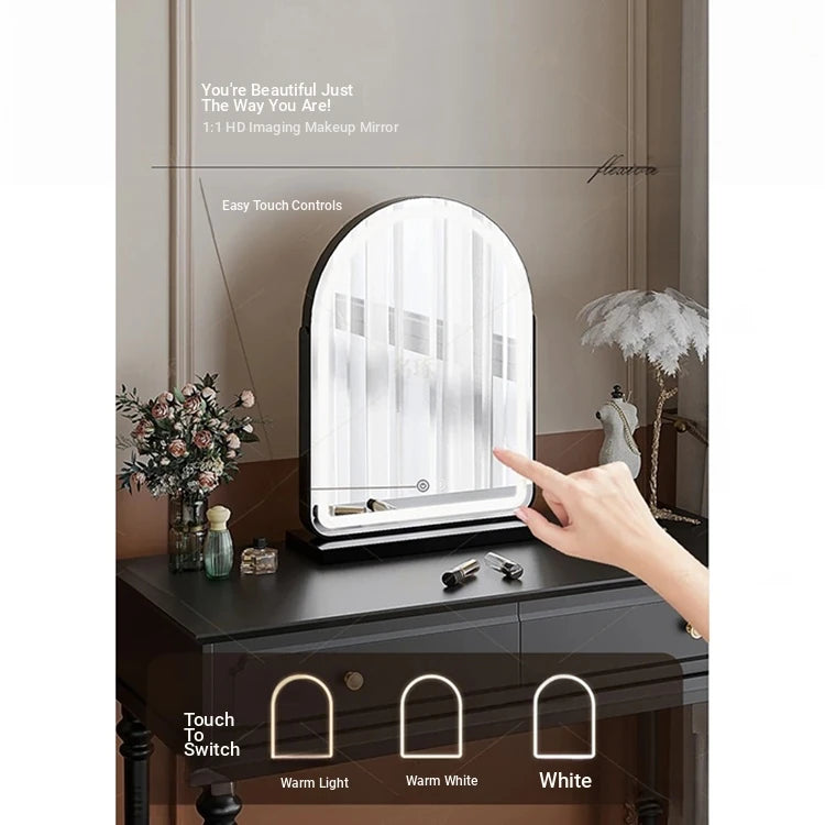 Elegant Makeup Table with Mirror - Stylish Black Vanity Set for Your Beauty Space hmz-4938