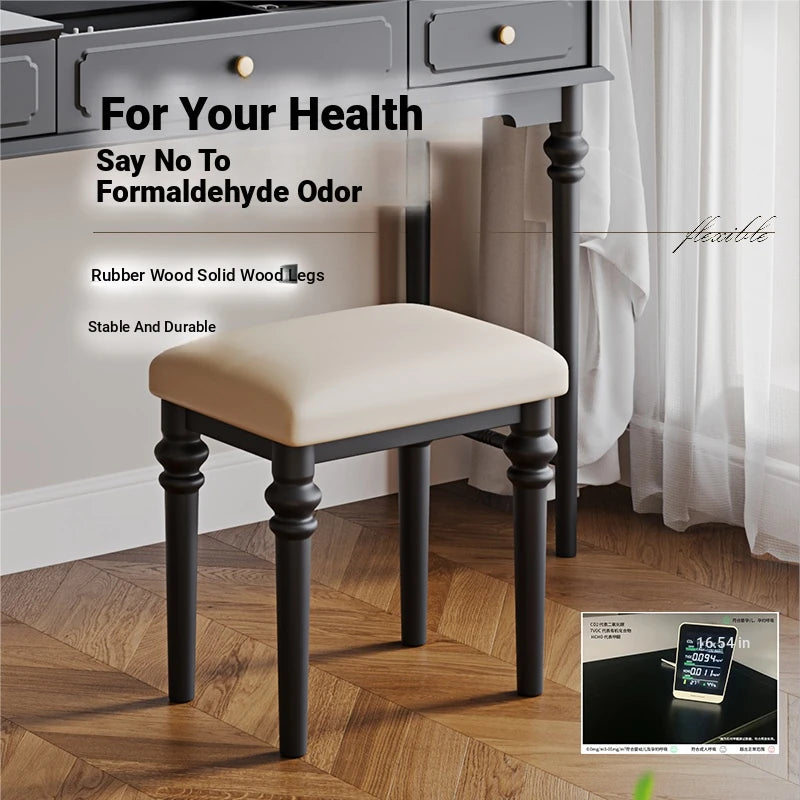 Elegant Solid Wood Stool with Plush PU Leather Cushion - Versatile Seating for Home and Office hmz-4939