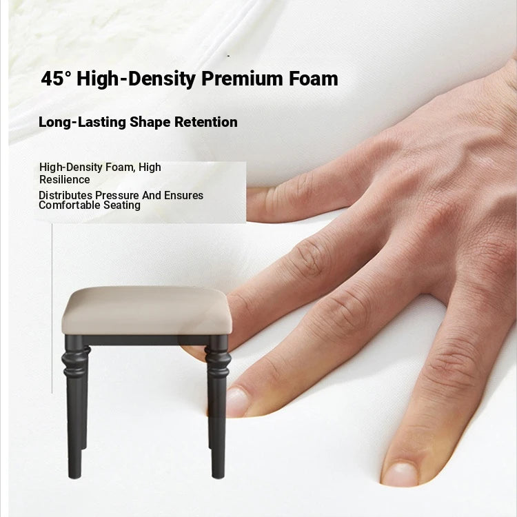 Elegant Solid Wood Stool with Plush PU Leather Cushion - Versatile Seating for Home and Office hmz-4939