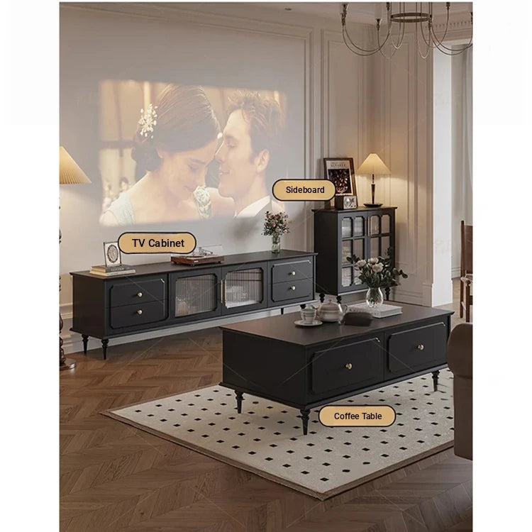 Elegant Solid Wood Tea Table with Storage Drawers – Modern Coffee Table for Living Room Decor hmz-4941