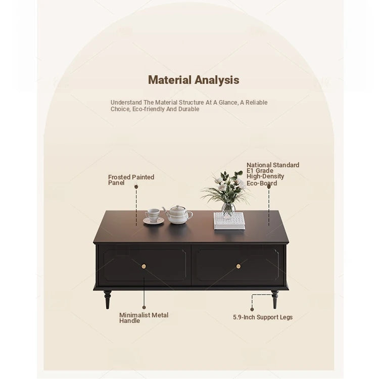 Elegant Solid Wood Tea Table with Storage Drawers – Modern Coffee Table for Living Room Decor hmz-4941