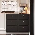 Stylish Mid-Century Shoe Cabinet in Classic Black - Elegant Storage Solution for Your Home hmz-4943
