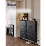 Stylish Mid-Century Shoe Cabinet in Classic Black - Elegant Storage Solution for Your Home hmz-4943