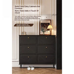 Stylish Mid-Century Shoe Cabinet in Classic Black - Elegant Storage Solution for Your Home hmz-4943
