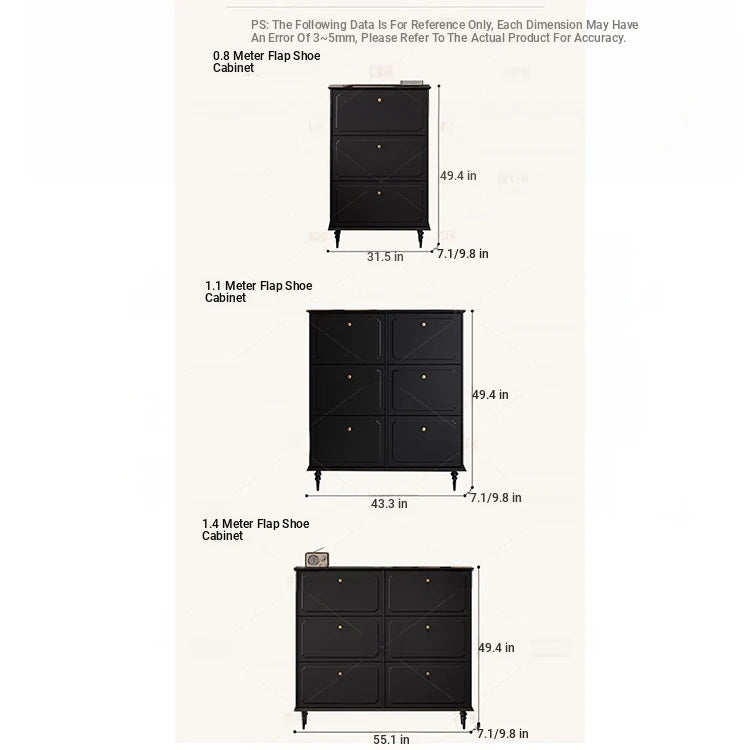 Stylish Mid-Century Shoe Cabinet in Classic Black - Elegant Storage Solution for Your Home hmz-4943