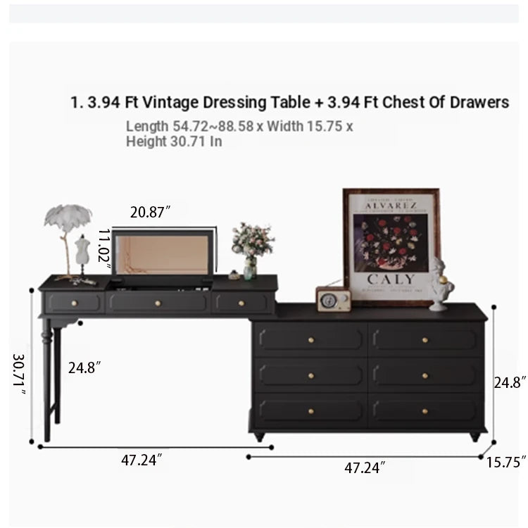 Elegant Makeup Table with Glass Top - Stylish Storage Solution for Your Beauty Essentials hmz-4947