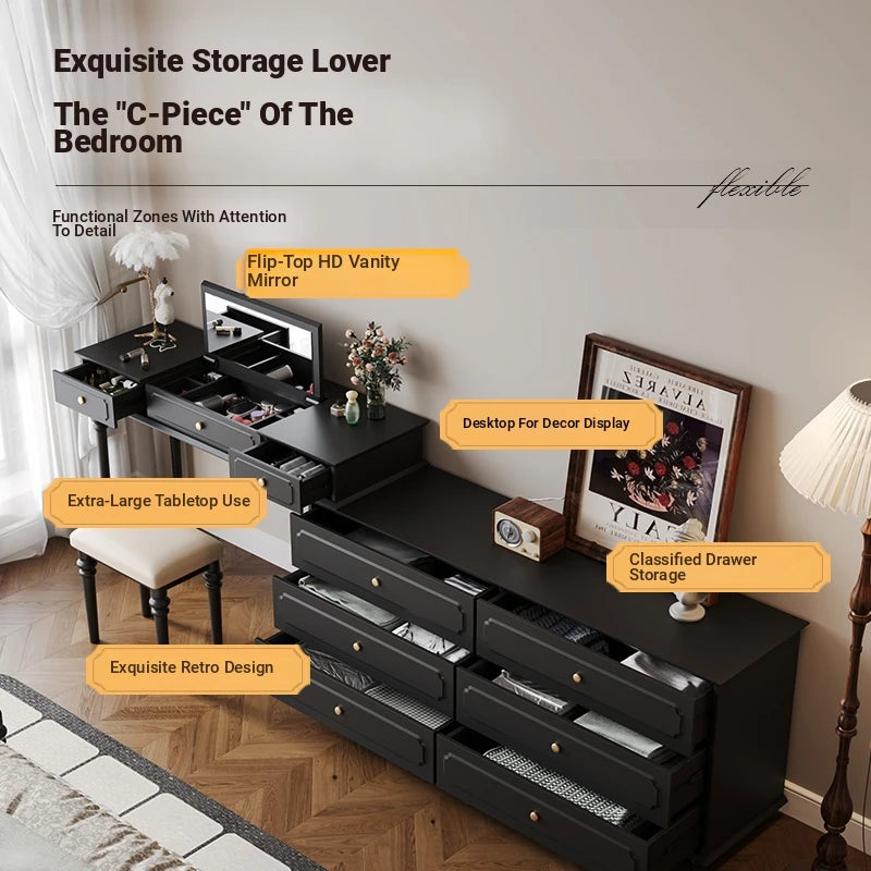 Elegant Makeup Table with Glass Top - Stylish Storage Solution for Your Beauty Essentials hmz-4947