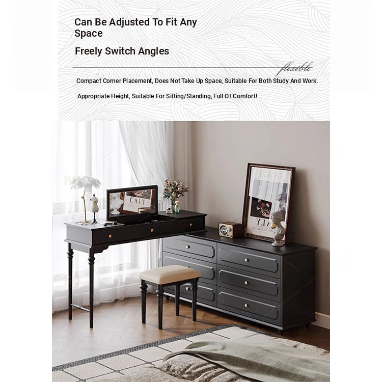 Elegant Makeup Table with Glass Top - Stylish Storage Solution for Your Beauty Essentials hmz-4947