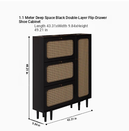 Stylish Shoe Cabinet with Woven Baskets - Organize Your Entryway in Style! hmz-4948