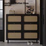 Stylish Shoe Cabinet with Woven Baskets - Organize Your Entryway in Style! hmz-4948